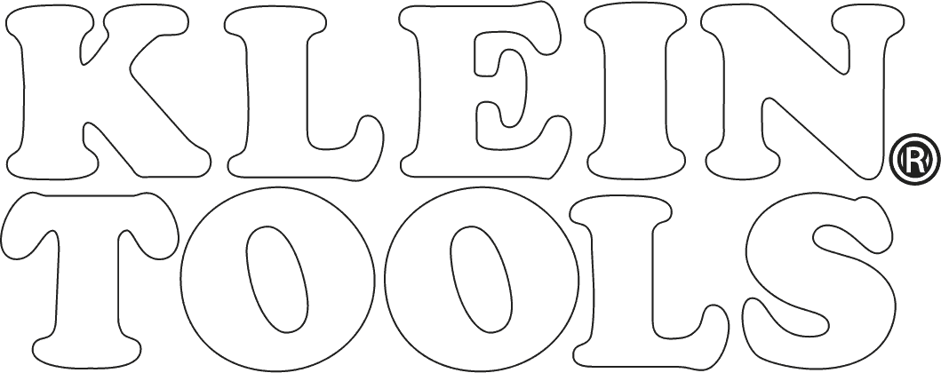 the image displays the outlined text "klein tools" in large, bold, stylized letters, with a registered trademark symbol next to the word "tools.