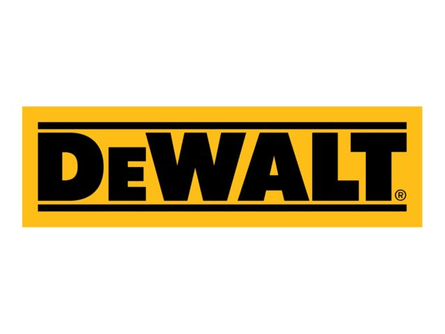 dewalt logo with bold black text on a yellow background.