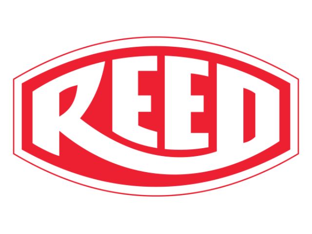 red and white logo featuring the word "reed" in bold, stylized letters inside an outlined oval shape.