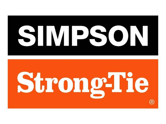 simpson strong tie logo with "simpson" in white text on a black background above "strong tie" in white text on an orange background.